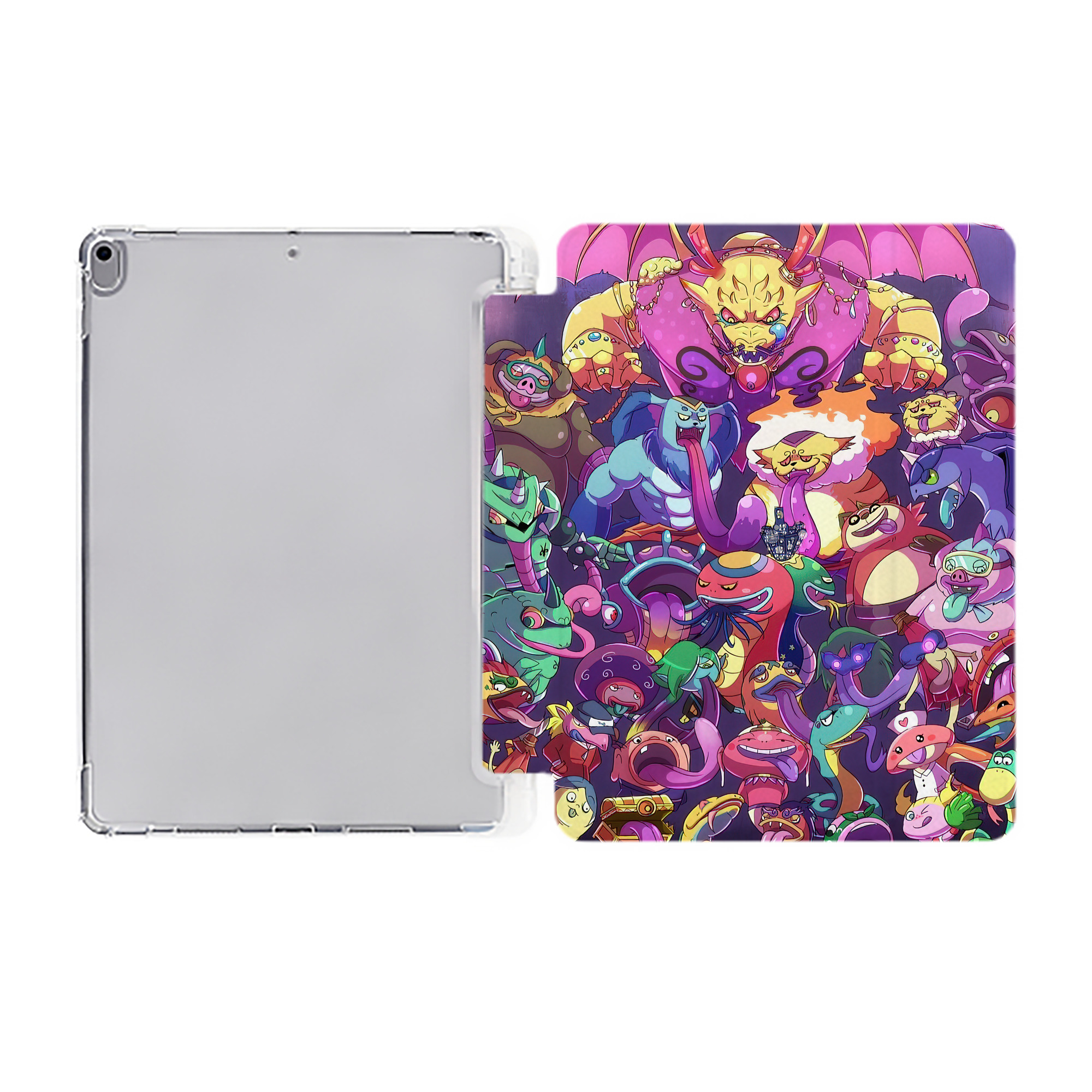 （画像用） 妖怪ウォッチ Yo-kai Watch IPad ケース ペン収納付き 三つ折りスタンド PUレザー×シリコン 対応機種9.5/10.5/10.9インチ